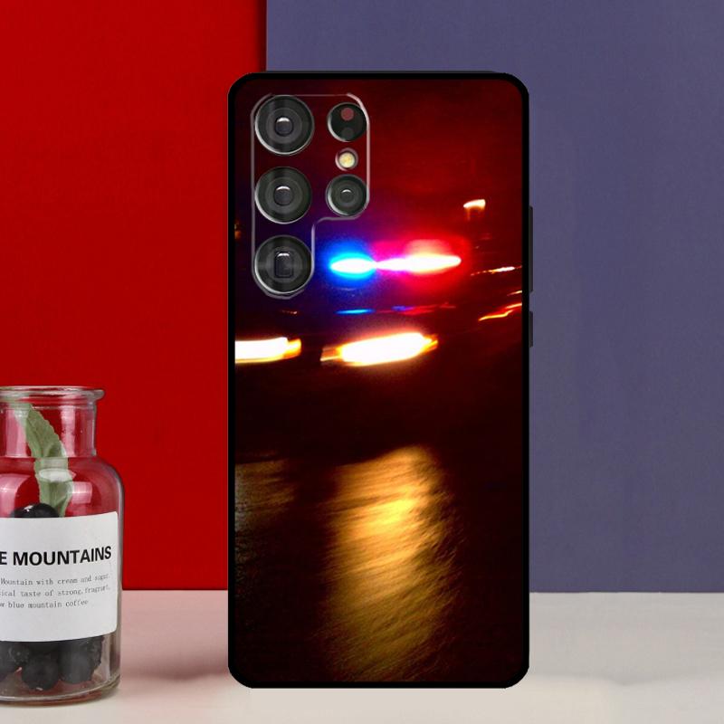 Police Cars Light At Night Funda Case For Samsung Galaxy S25 Ultra S9 S10 S20 FE S21 S22 S23 Plus S24 Ultra Phone Cover