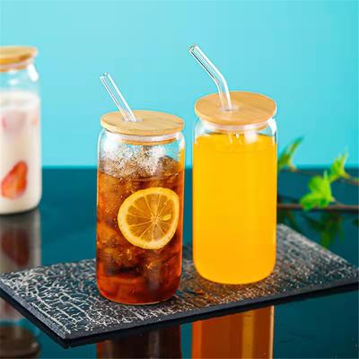 550ml/400ml szklany kubek z pokrywką i słomką przezroczysty kubek do herbaty bąbelkowej szklanka do soku puszka piwa mleko kubki do mokki kubek śniadaniowy Drinkware