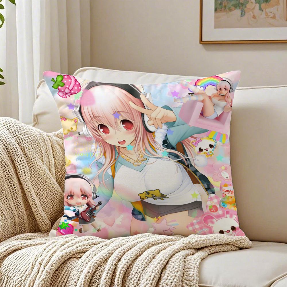 game character idol SSuper SSonico Cushion Cover Pillowcase Antidustmite living Room Sofa Decor Cushion Room