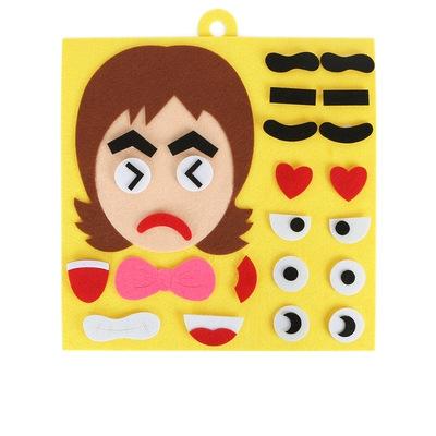 Diy Puzzle Felt Toy Non-Woven Fabric Early Childhood Education For Manual Cognitive Facial Expression Stickers Game Kids Gift