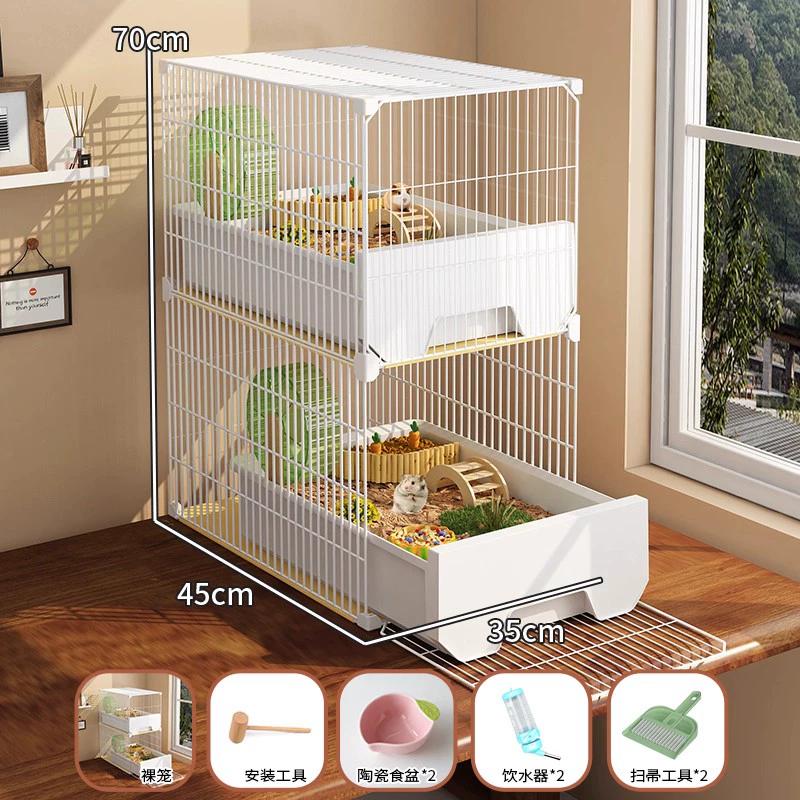 Large Hamster Cage with Easy-Clean Drawers Luxury Villa Habitat Spacious Rodent Enclosure Landscape Design Dedicated Pet Home