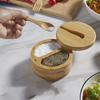 Kitchen Convenience Tools Bamboo Salt Jar Kitchen Seasoning Bottle Circular Bamboo Seasoning Box Spice Rack Accessories