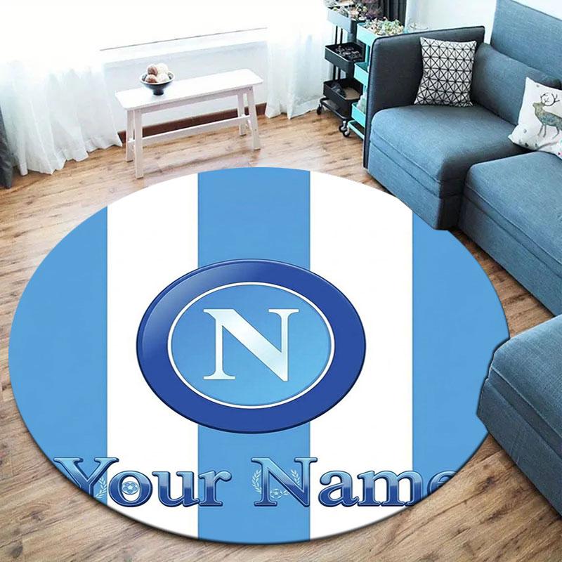 SSC Napoli Custom Name Round Area Rug,Carpet Rug for Living Room Bedroom Sofa Playroom Decor,Non-slip Floor Mat