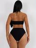 1011 European and American new solid color black bikini split swimsuit set neck tether sexy women's swimsuit