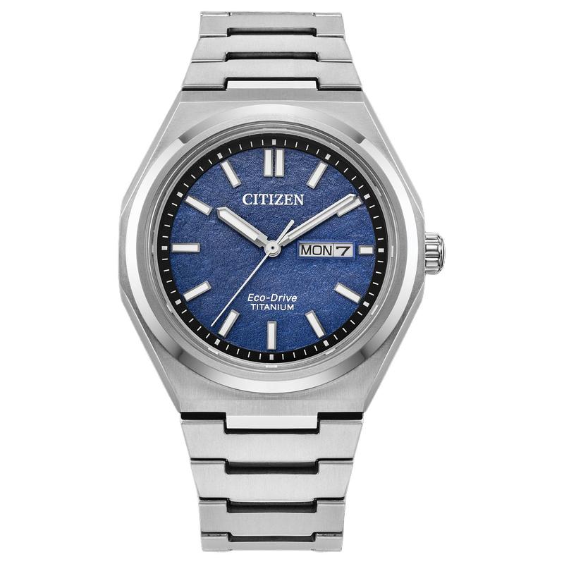 

CITIZEN Integrated Super Titanium™ Series 100m Waterproof Solar Quartz Super Titanium Strap Men s Watch Blue Dial AW0130-85L синій