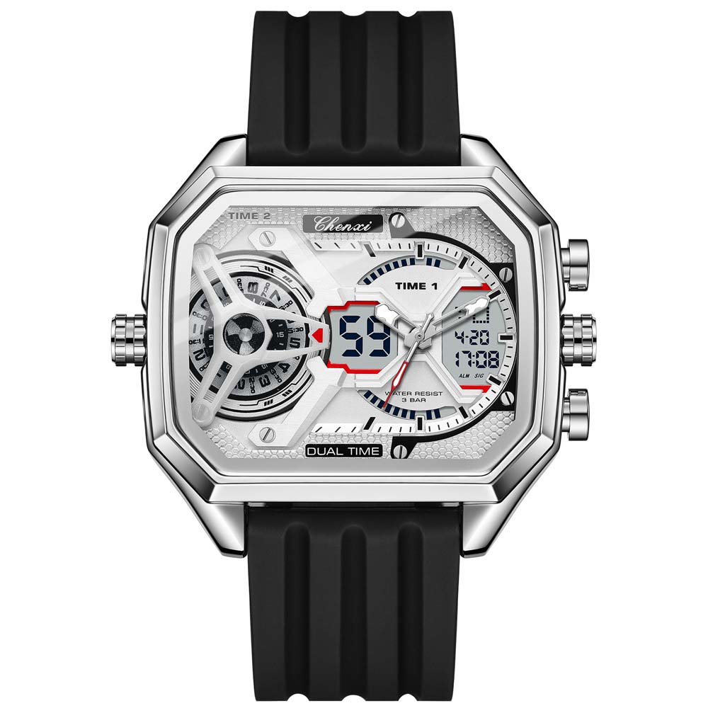 CHENXI Men's Watch New Large Dial Digital Watch Dual Display Fashionable Multifunctional Sports Watch Waterproof Male Watch