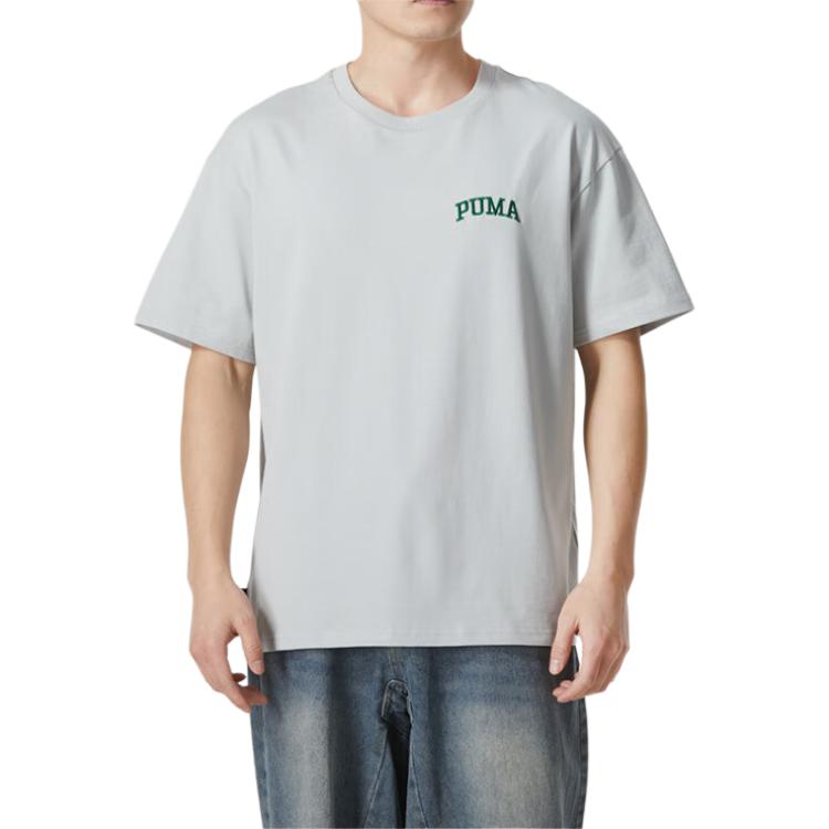 Puma Besticktes Buchstaben-Design Lässiges Atmungsaktives Kurzarm-T-Shirt mit Überschnittenen Schultern SS24 Herren Oberteile Grau 630352-10