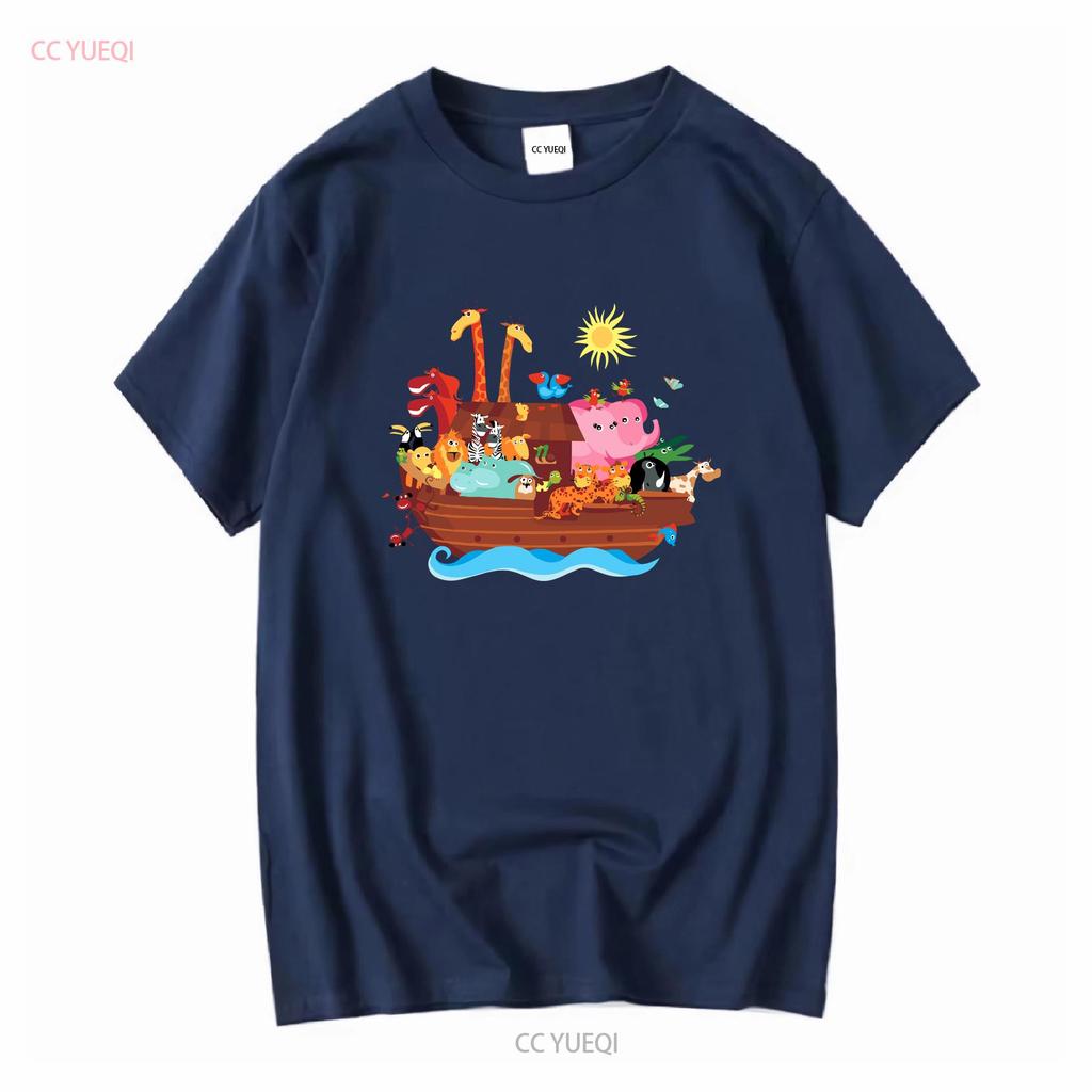 Inktastic Animal Ark Bible Story Christian Baby T Shirt Animals Noah Cute Ship long or short sleeves vintage Washed Versatile