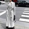 Trench da Donna Bianco Oversize in Misto Lana Lunghezza Media Doppiopetto Collo a Tacca Classico Autunno 2026