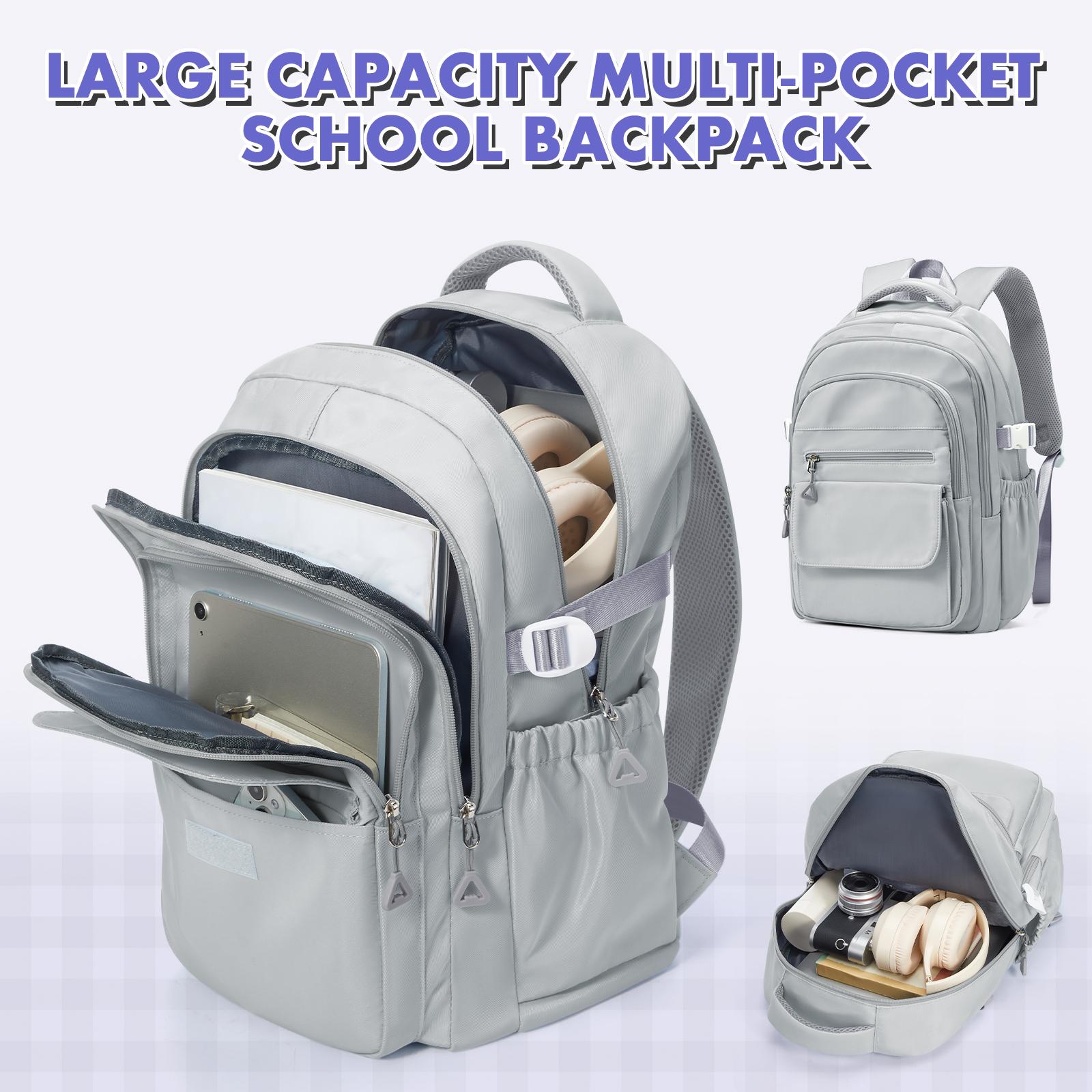 

Aesthetic Backpack for Women School Backpack for Boys Girl, College Multiple Compartments Laptop Bookbag, Casual Travel Backpack сірий
