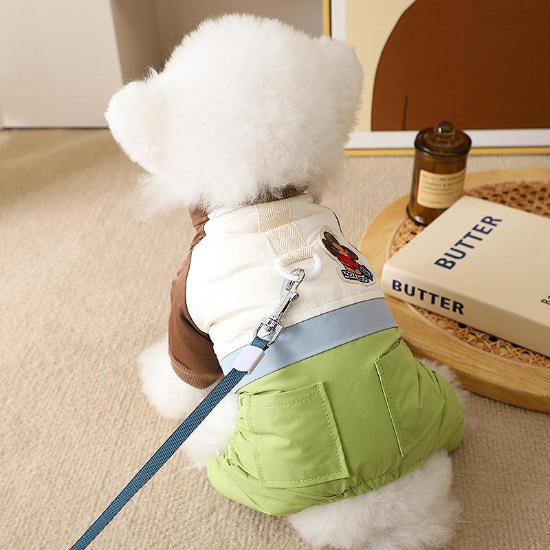 For dogs, winter clothes can be towed four-legged winter clothes, outdoor anti-dirty cotton clothes, Schnauzer warm cotton clothes.