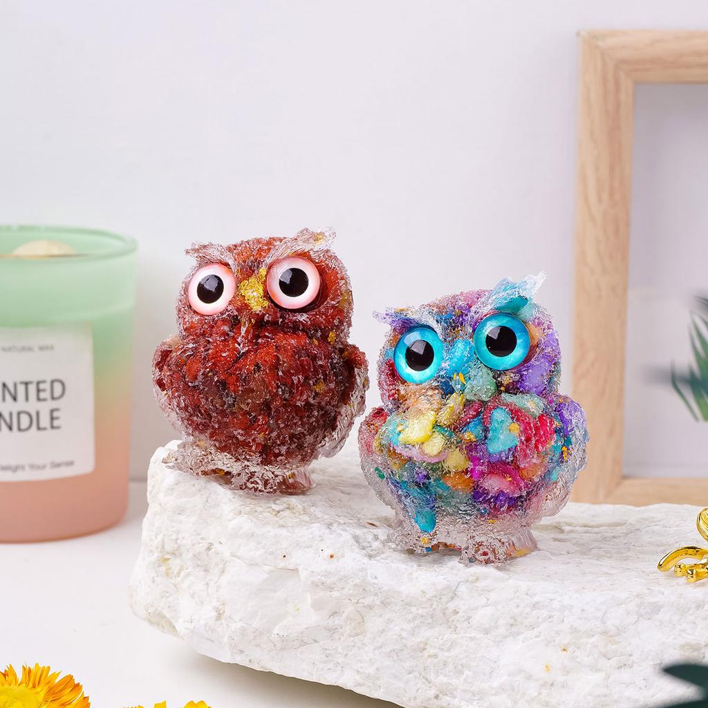Crystal Amethyst Cute Animal Macadam Drip Glue Resin Owl Household Supplies Desktop Ornament