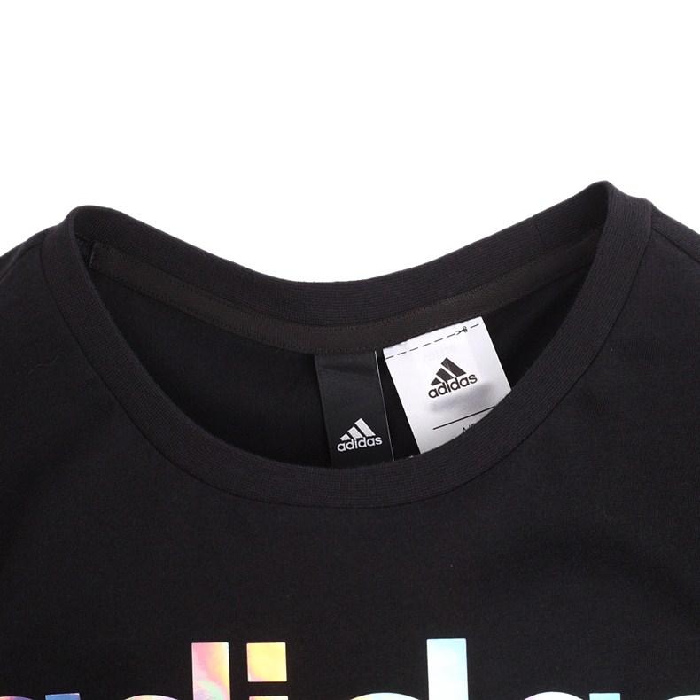 adidas Regular Sports Series Lifestyle Casual Series Letter Pattern Fashion Comfortable Soft Short Sleeve T-Shirt Women T-Shirt Black CD1120