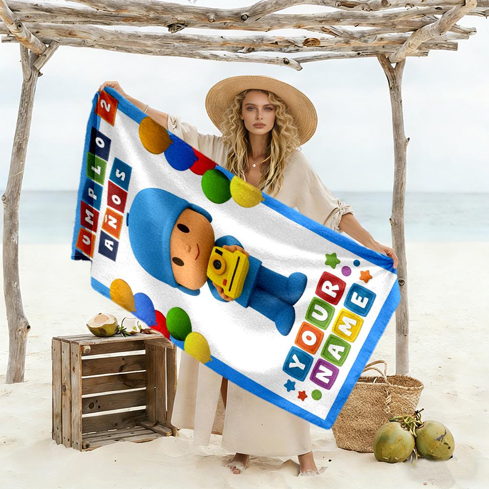 Pocoyo Personalized Text Beach Towel High Absorbency Quick-Dry