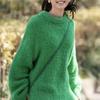 Sunny Like Me Green Sweater: Women's Loose, Lazy Style, Soft Pullover Knitted Top Inspired by Zhao Jinmai.