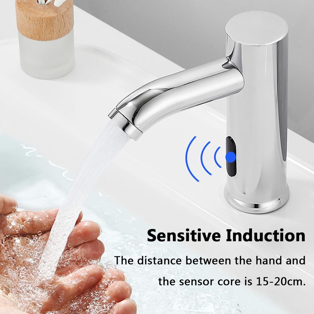 Aço inoxidável banheiro automático sensor infravermelho pia touchless torneira da bacia de água único deck frio montado