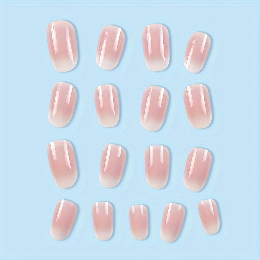 24 Smooth Short Almond Shaped Fake Nails, Pink Gradual Change Nail, Gentle and Sweet Female Fake Nails - Daily Wear