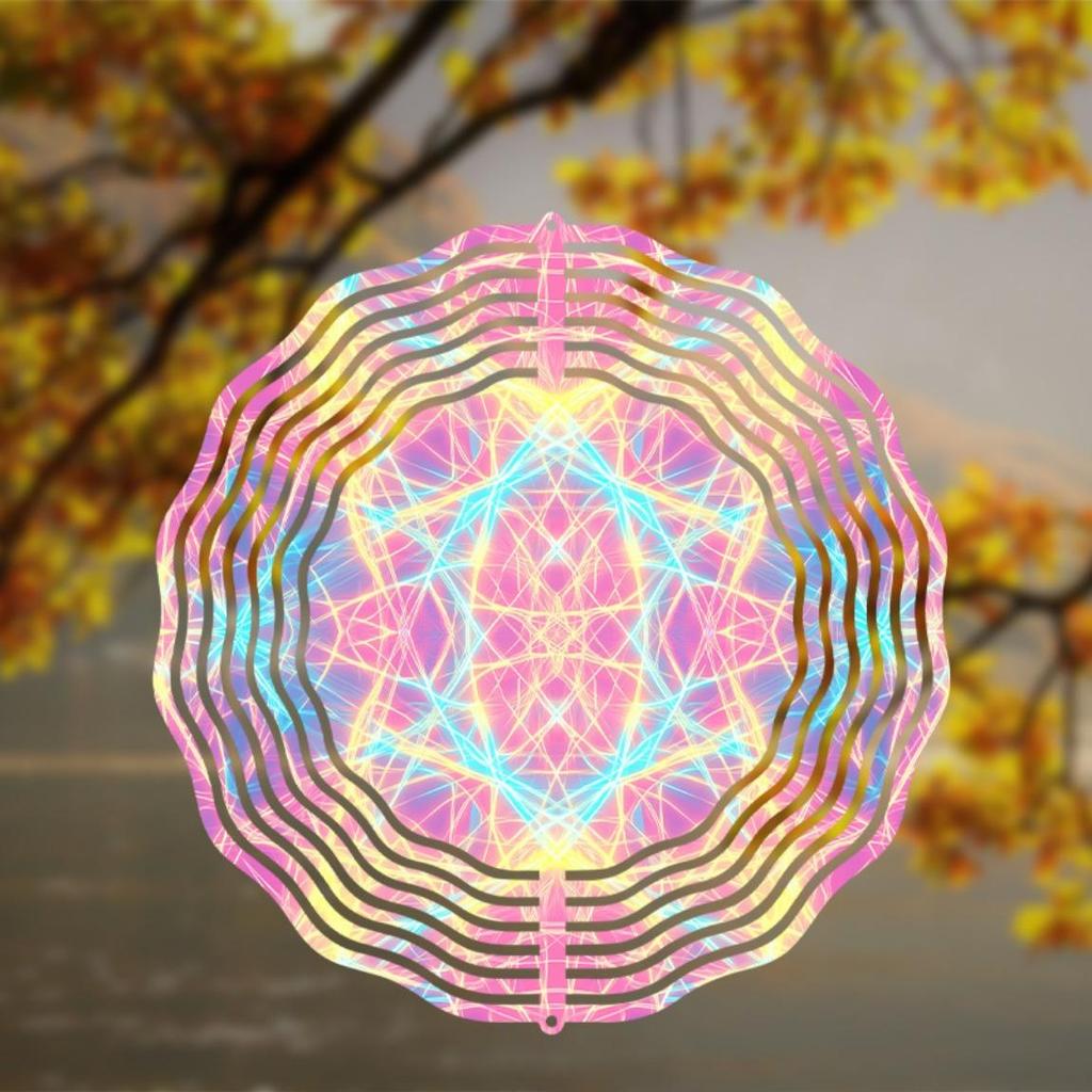 10 Inch Metal Wind Spinner Outdoor Garden Decor with 360 Degree Hook Colorful Geometric Design for Yard Patio Balcony All Season