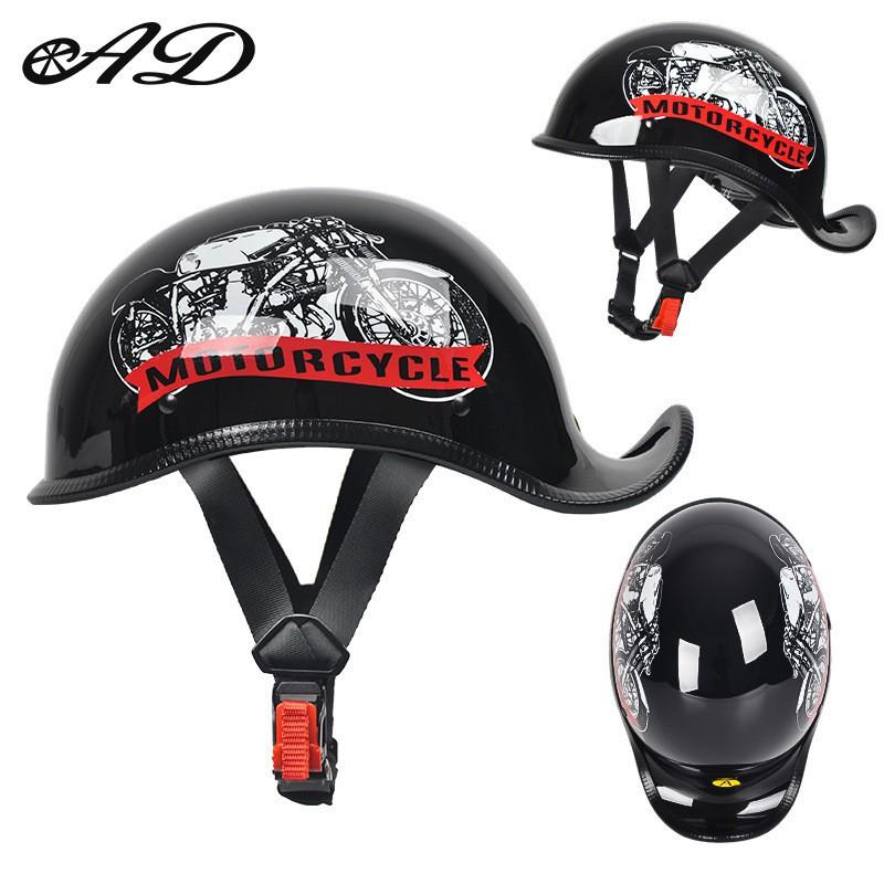 

Motorcycle Ultra-light Cruising Helmet Riding Half-helmet Retro Scoop Trend Locomotive Cocked Tail XL code 59-60CM