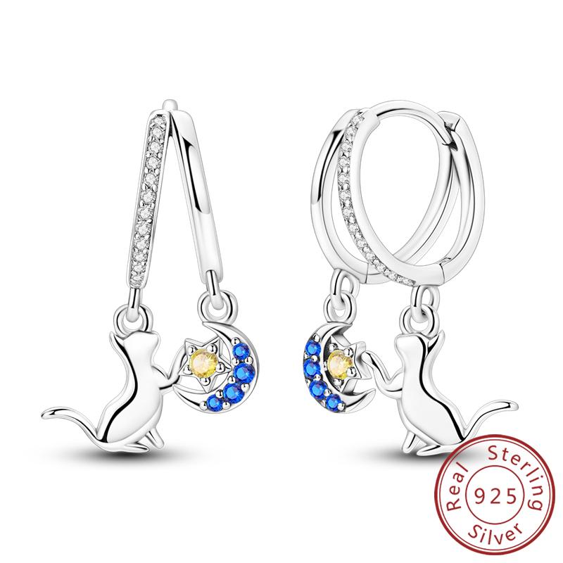 925 Silver Earrings Starry Pearl Devil Eye Simple Drop Stud Hoop Earrings for Women Girl Fashion Jewery Accessories