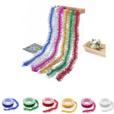 Christmas Tree Ornament 1.5M Tinsel Hanging Rattan Flashing Shapeable Colorful Ribbon Multicolor Gold Silver Wire Birthday