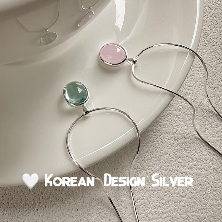 Aquamarin S925 Sterlingsilber Oval Halskette für Damen mit Schlangenkette und Edelsteinanhänger