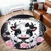 1PC Cow Roses Lace Round Chair mat Area Rug - Non-Slip, Floor Mat for Office, Bedroom, home decor Christmas Gift c0528036