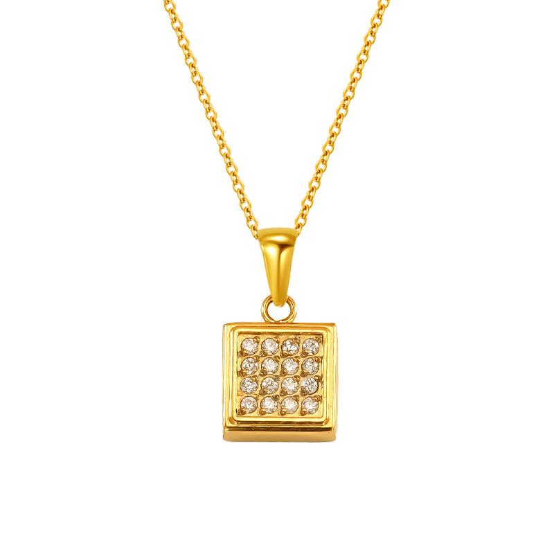 Simple High-End Geometric Necklace Female Zircon Titanium Steel Gold Pendant