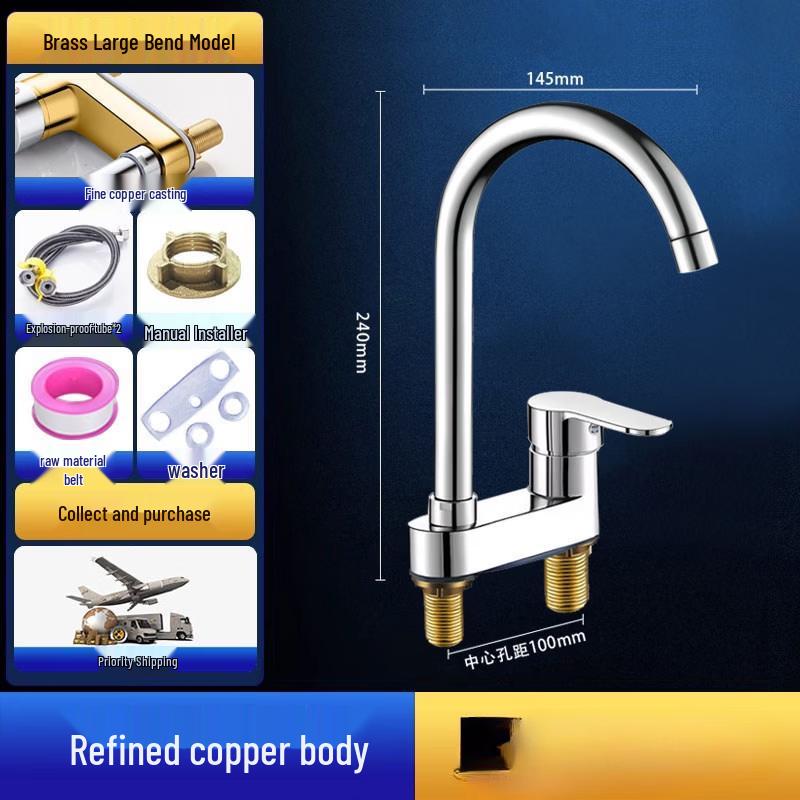 Gongzu Double-Hole Bathroom Basin Mixer Faucet