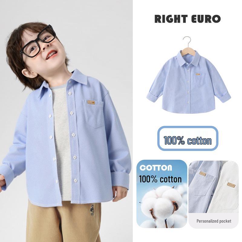 Right European Boys' Denim Shirt Jacket - New Spring/Autumn 2026 Style Trendy Kids' Clothing