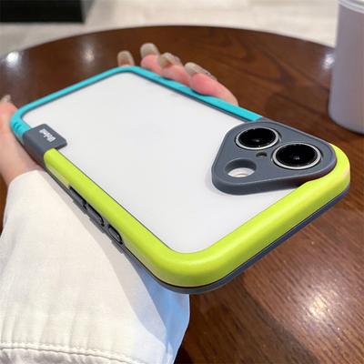 Kontrastfarben-Patchwork-Rahmenhülle für iPhone 16 15 13 Pro Max 11 12 14 Plus X XS XR Stoßfeste Hülle mit Hohlrückseite in kontrastierenden Farben