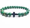 Temu Volcanic Rock & Turquoise Tiger's Eye Gemstone Elastic Bracelet