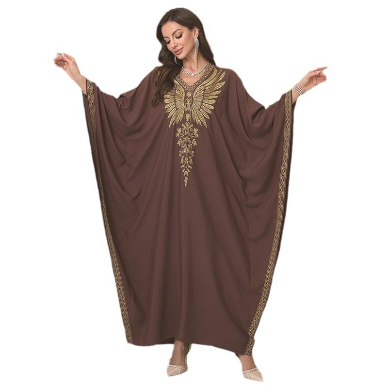 Vestido de Praia Bordado de Algodão Plus Size Feminino 2025 & Kimono de Cobertura