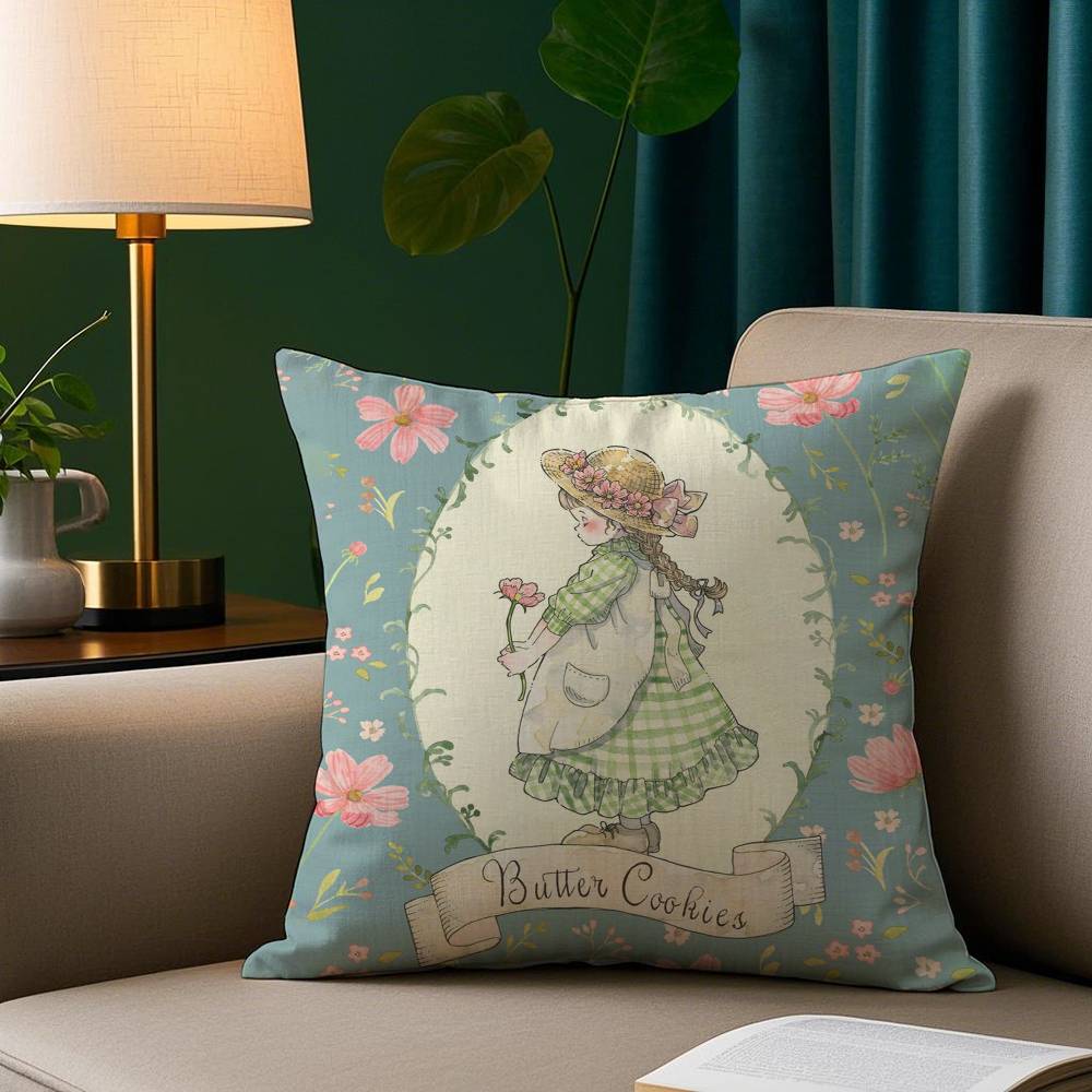Cute Sarah Kay Girl Pillow Case Short Plush Print Cushion Cover Square Throw Pillow Covers Sofa Home Decor