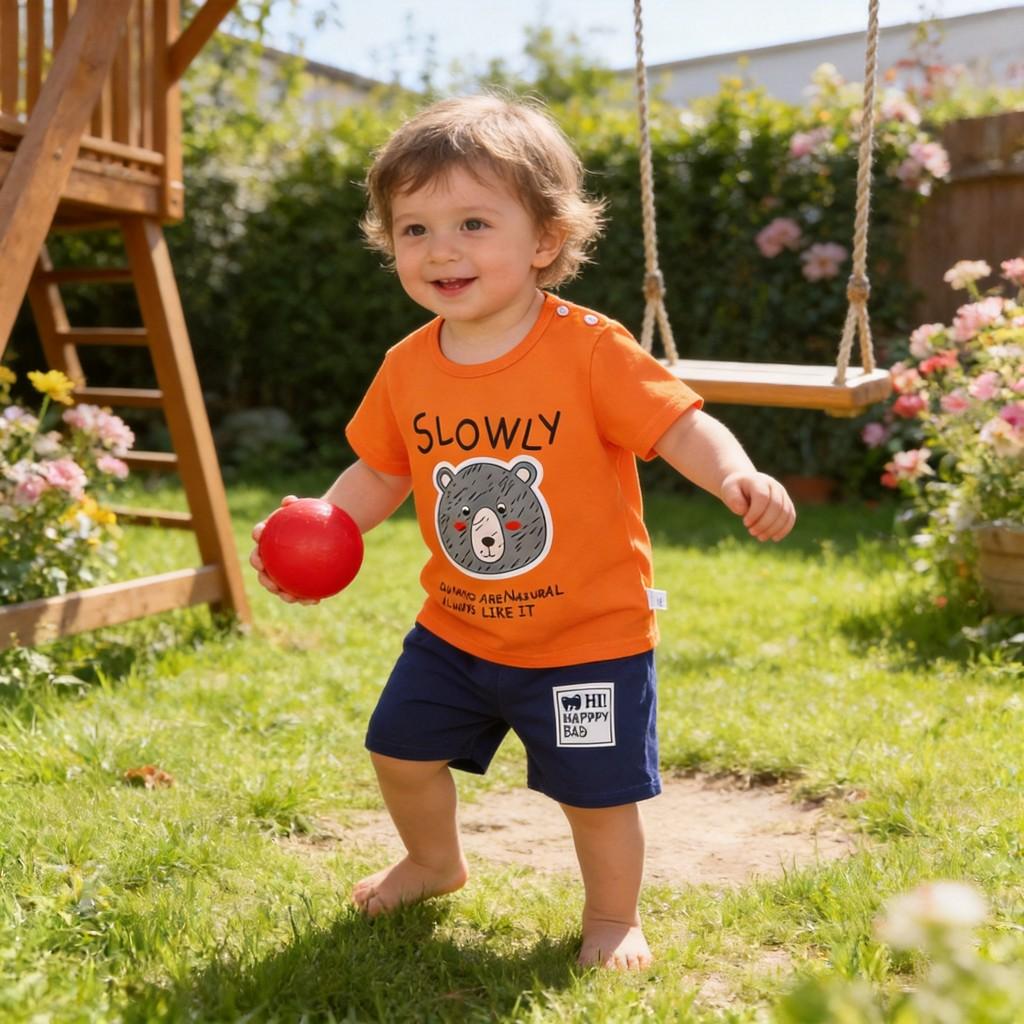 Childrens Cotton Short Sleeve Tshirt And Shorts Set With Cartoon Prints For Toddler Summer Wear