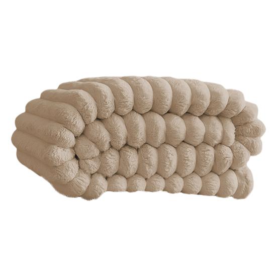 Furry Throw Blanket Cozy Plush Solid Color Fluffy Thick Striped Bubble Blanket Warm Blanket for Couch