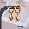 Gold Color Animal Pendant Earring Cute Sea Turtle Fish Tail Crab Stainless Steel Hoop Earrings for Women Men Accessories Jewelry