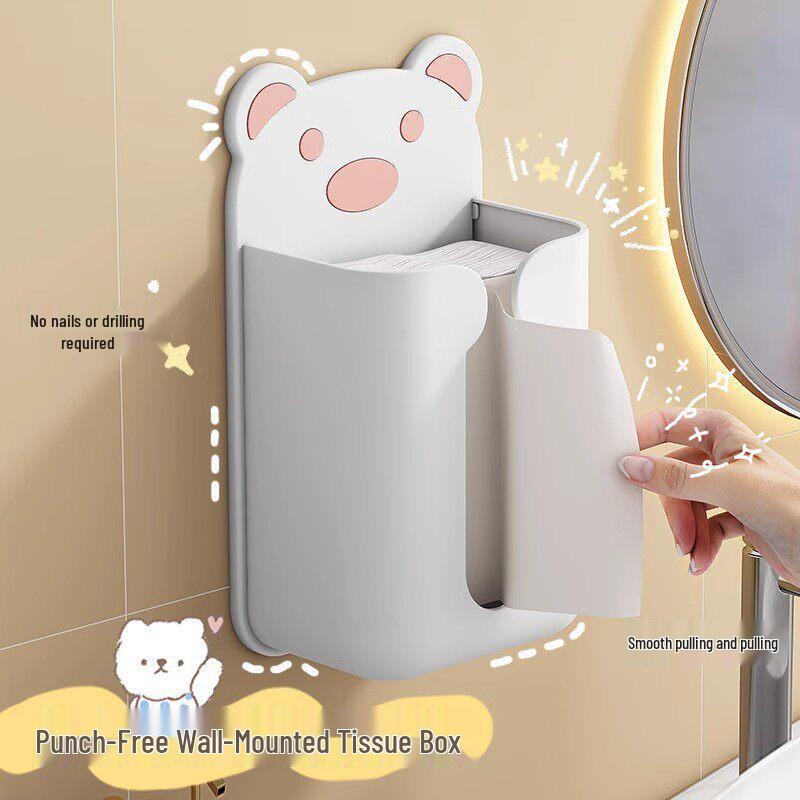 Wall-Mounted Cartoon Tissue and Towel Dispenser, No-Punch Installation for Bathroom or Kitchen