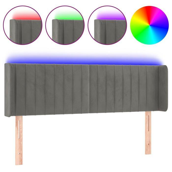 VidaXL LED Headboard Bedroom Furniture Double Bed Accessory Head of Bed Frame Interior Light Grey 3123522