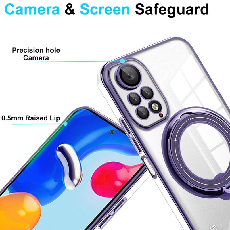 Plating TPU Lens Protect Case For Xiaomi Redmi Note 11 4G 11S Note11 Pro Magsafe Magnetic Ring Wireless Charging Clear Cover