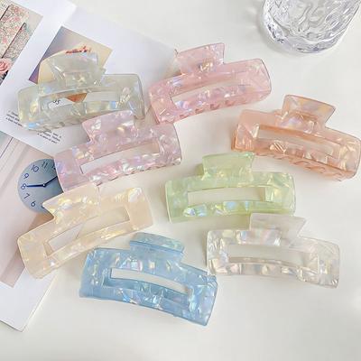 Shark Clip Acetate Hair Clips Illusory Color Geometry Hair Claw Acetic Acid Barrettes  Women