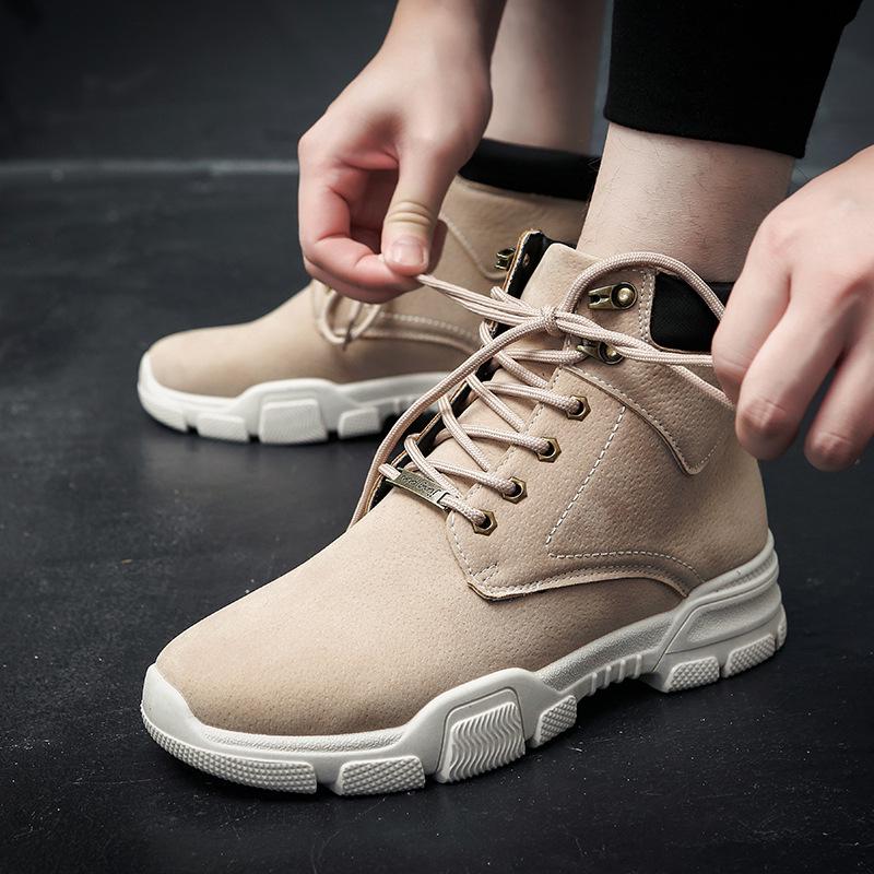 leather Men boots  Winter ankle boots fashion shoes Lace Up Shoes For men high quality Vintage Mens shoes  winter boots