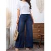 2025 Trendy Women's Wide-Leg Jeans - Washed Dark Blue