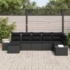 VidaXL Ensemble de canapé de jardin 7 pièces avec coussins en poly rattan noir 3347153