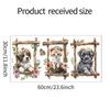 Cartoon Cat Dog Triptych Frame Wall Sticker Set Self-Adhesive for Kids Bedroom Wall Decoration