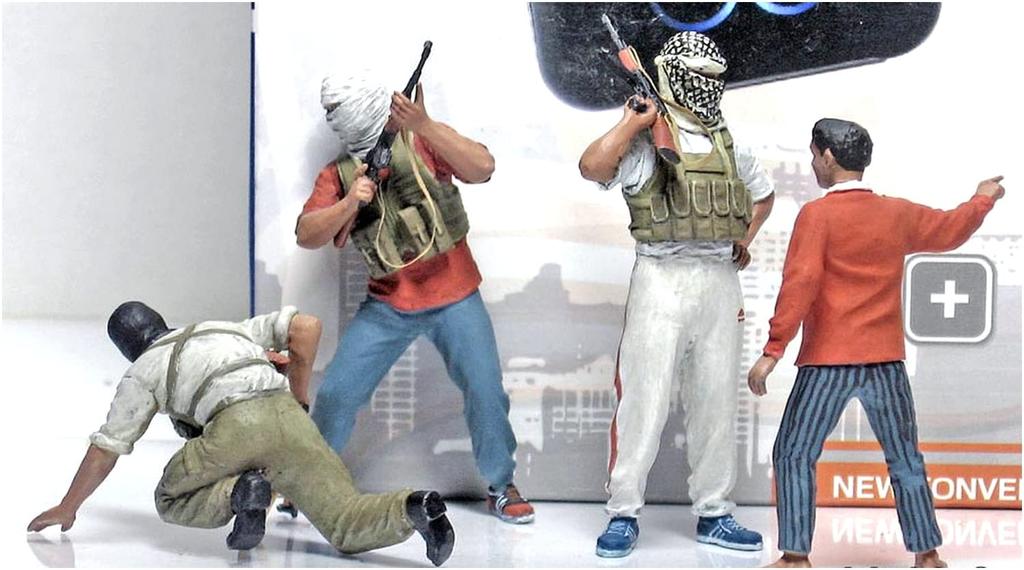 Master Box 1/35 Scale Middle Eastern Armed Civilians with AK-47 Rifles and Other Equipment, Set of 4 Plastic Model Kits, MB35076