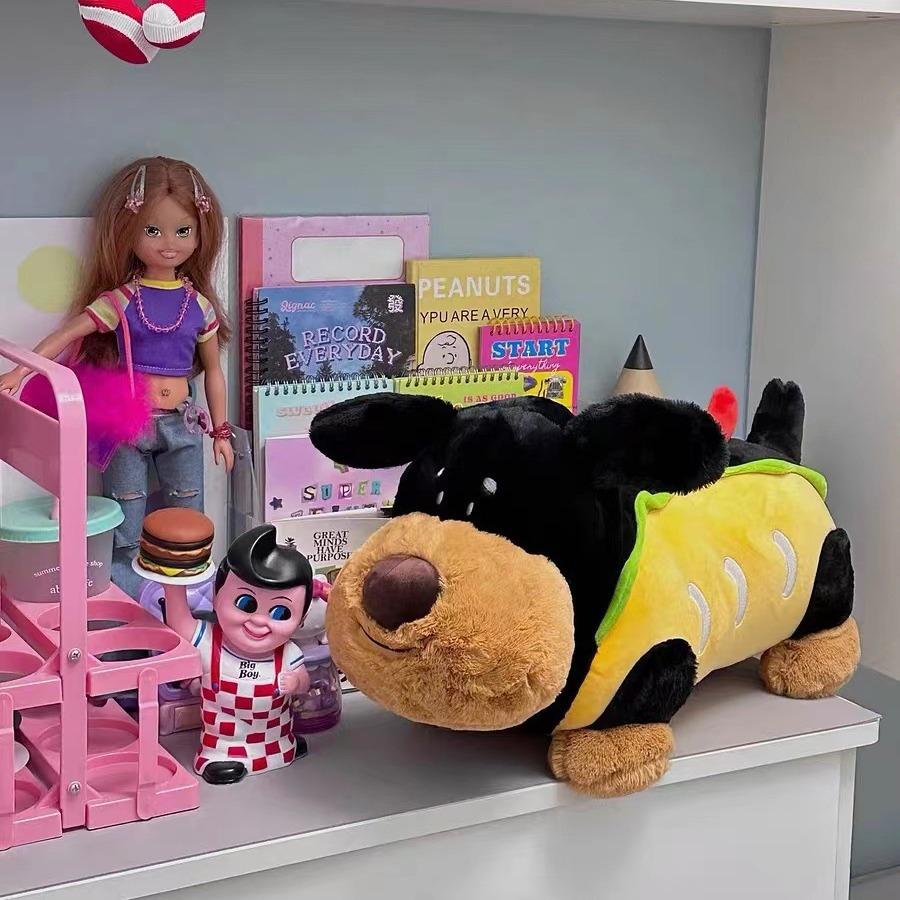 New cute hot dog burger dog plush toy comfortable long dog throw pillow doll grab machine exchange