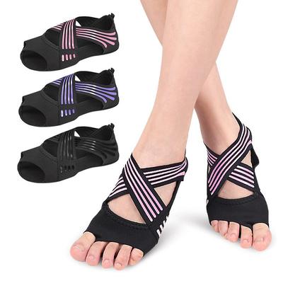 Women's Soft-soled Yoga Shoes, Light and Non-slip Leather Lift, Five-toe Dance Shoes, Open-toe Sports Training, Air Yoga Socks