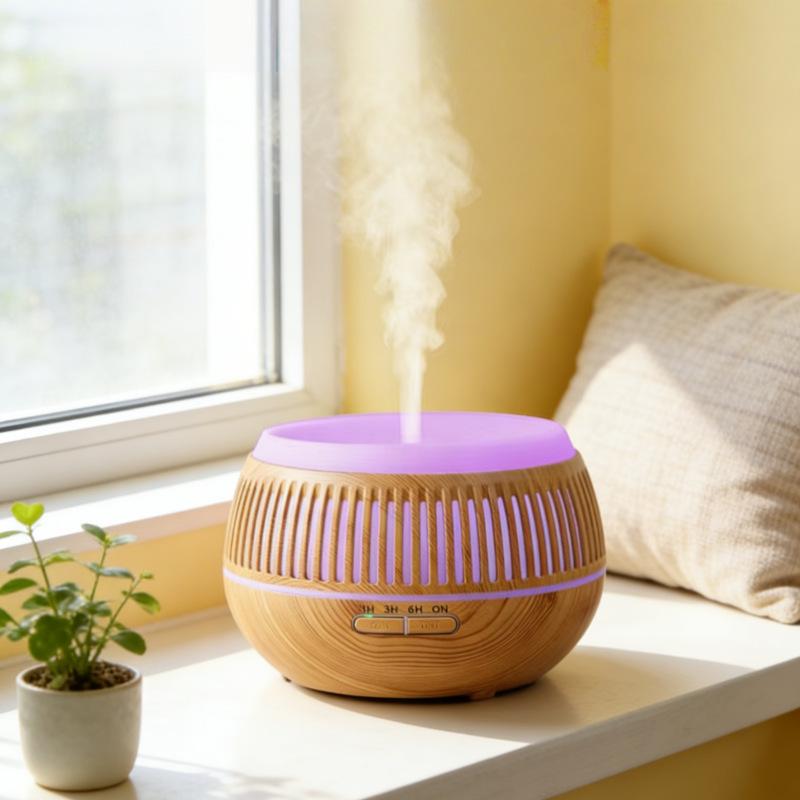 Wood Grain Aroma Diffuser with Smart Timer, Seven-Color Light, and Silent Humidifier for Large Spaces
