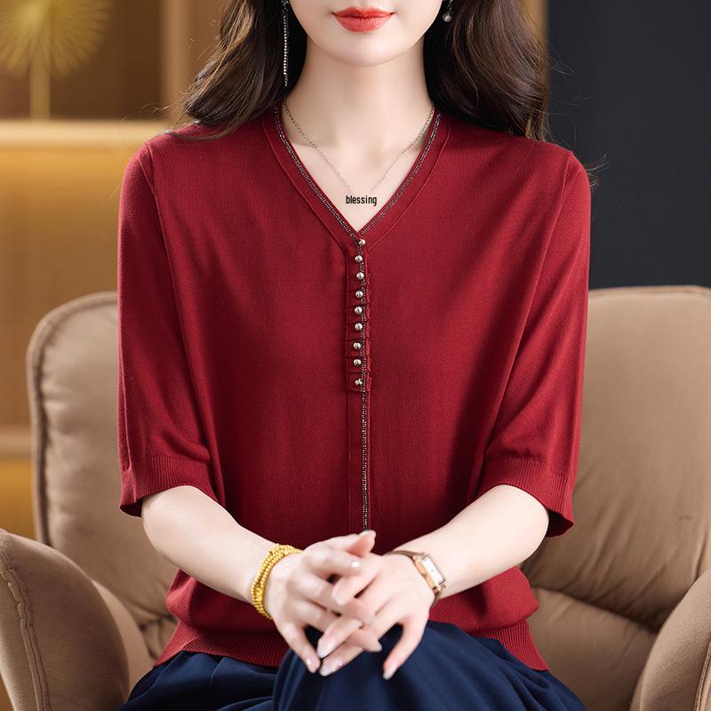

2026 Stylish Lyocell Knit Top for Moms - Age-Defying Spring/Autumn Layer 4XL [135-150 lbs]